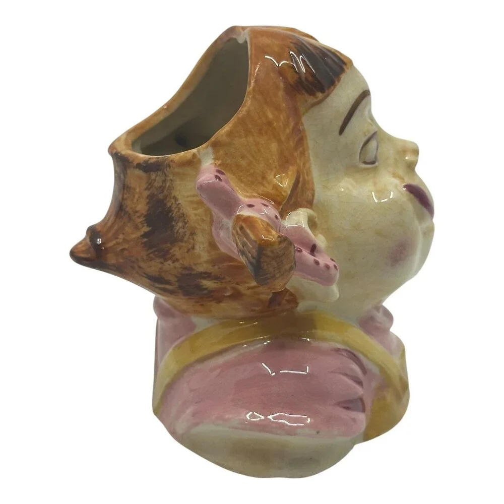 Yum-EE-Yum Girl Head Vase Occupied Japan Ceramic  Planter Vintage‎ Whimsical